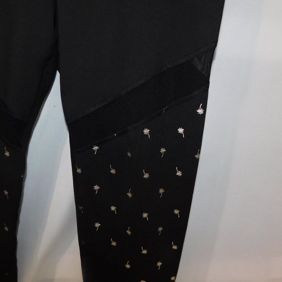 Old Navy Active Wear Womens XL Black Gold Palm Tree Crop leggings - Picture 6 of 11